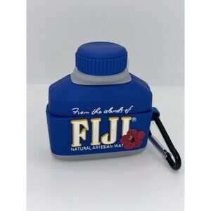 Fiji Water AirPods Case With Clip Keychain Silicone Blue New See Measurement
